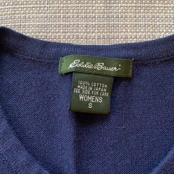 Eddie Bauer Navy Blue Cardigan Sweater Women’s size Small- Dressy layer- Floral - Picture 3 of 14